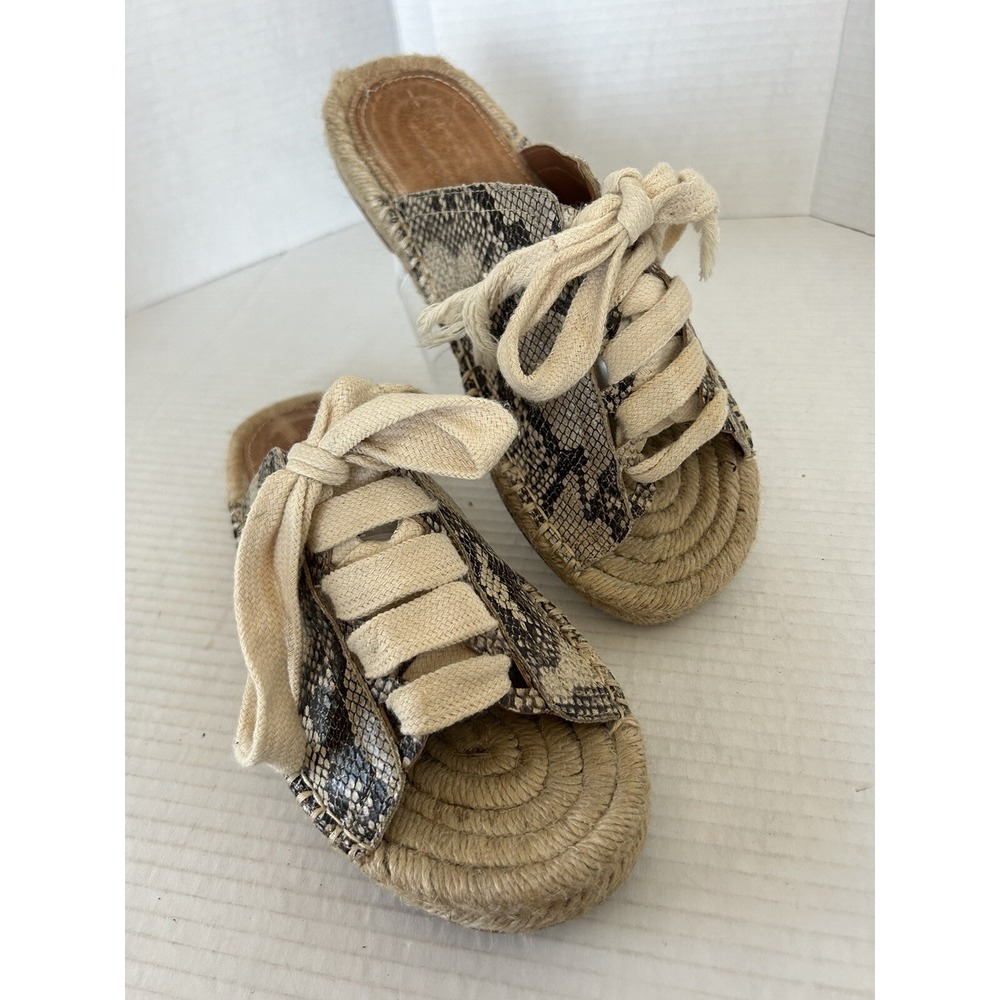 Mi.iM Animal Print Lace Up Espadrilles Sandals Slides Women's size 8